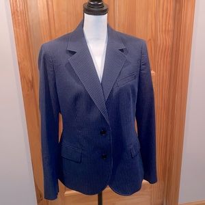Anne Klein Seersucker Two Button Jacket. Navy and black pinstripe. Size 12.